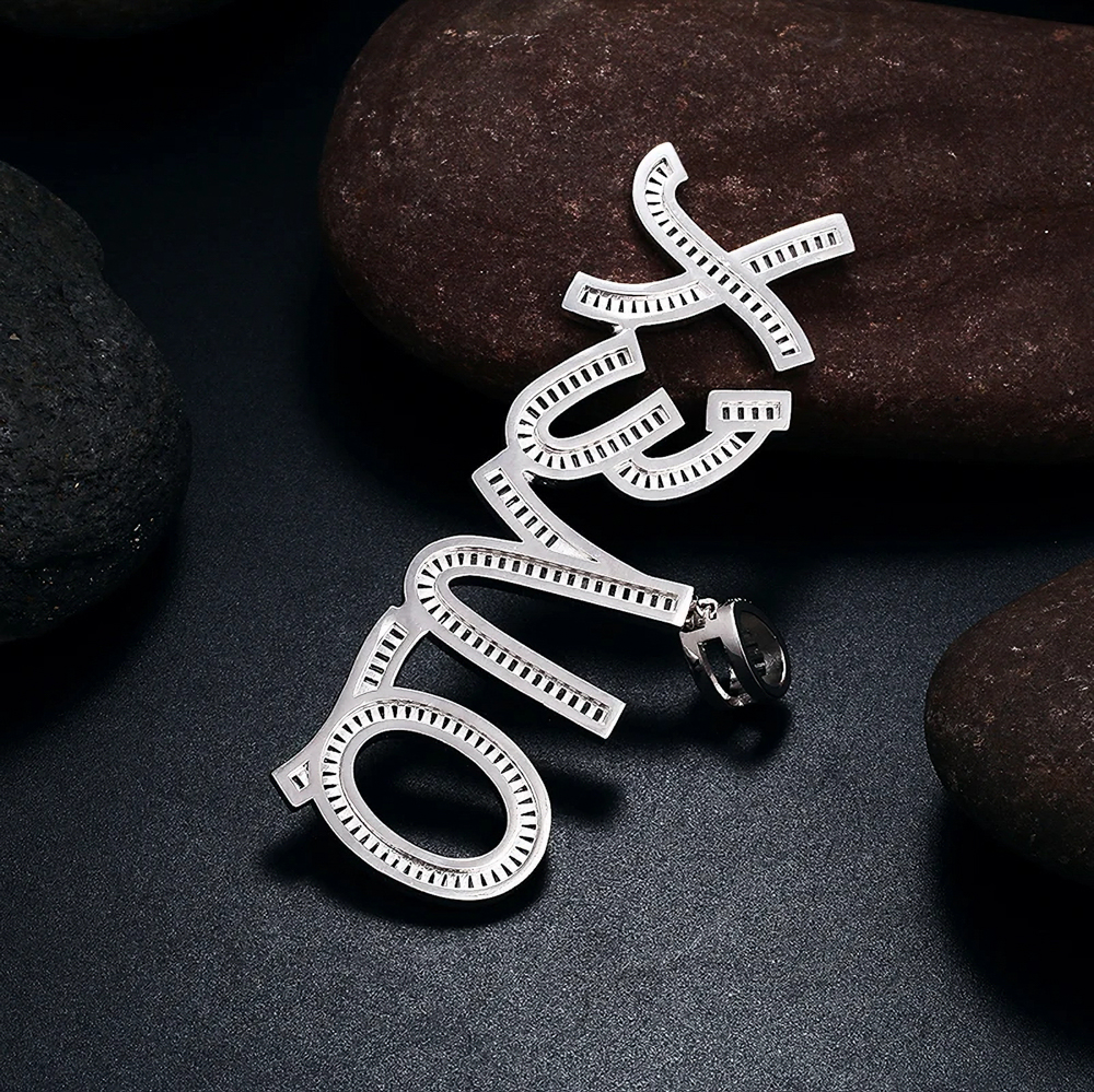 The Kairo Luxe™ – Custom Baguette Moissanite Name Pendant Necklace in 925 Sterling Silver with GRA Certification