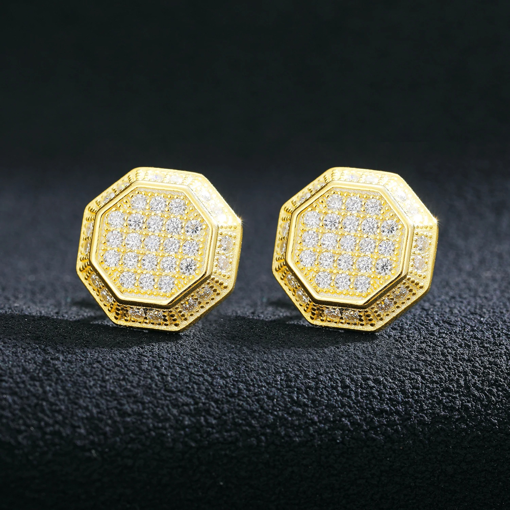 The Zavian Studs™ – Octagon Moissanite Stud Earrings in 925 Sterling Silver or Gold Finish | D Color VVS1 with GRA Certification