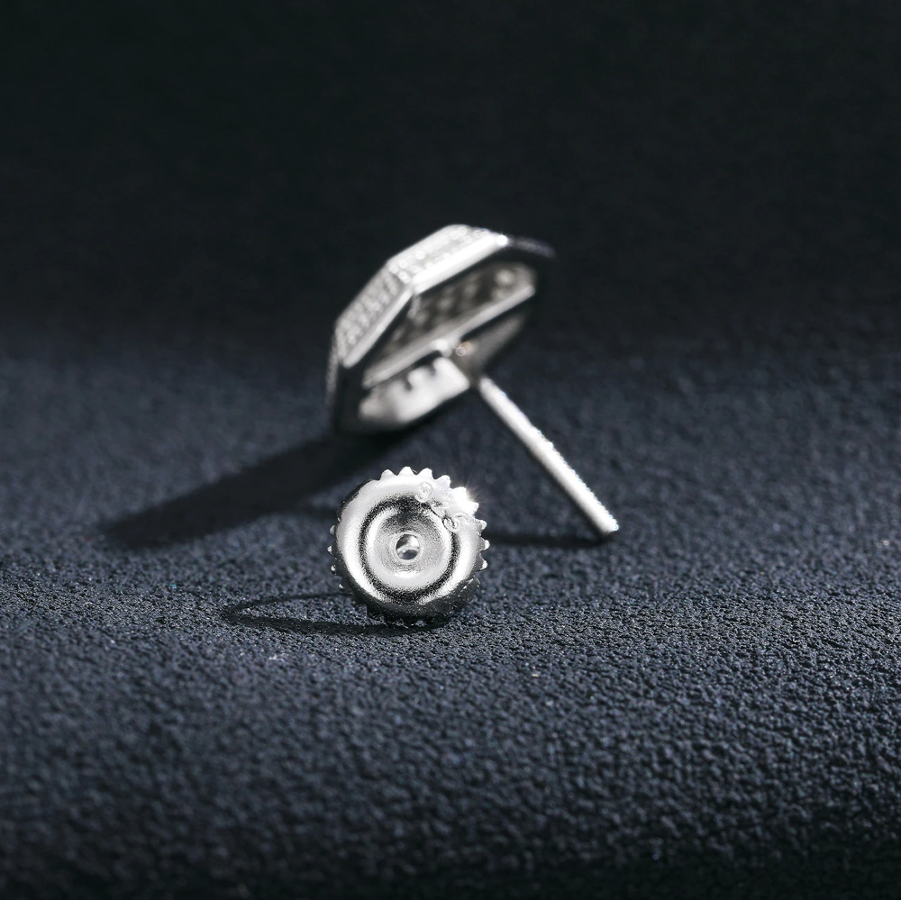 The Zavian Studs™ – Octagon Moissanite Stud Earrings in 925 Sterling Silver or Gold Finish | D Color VVS1 with GRA Certification