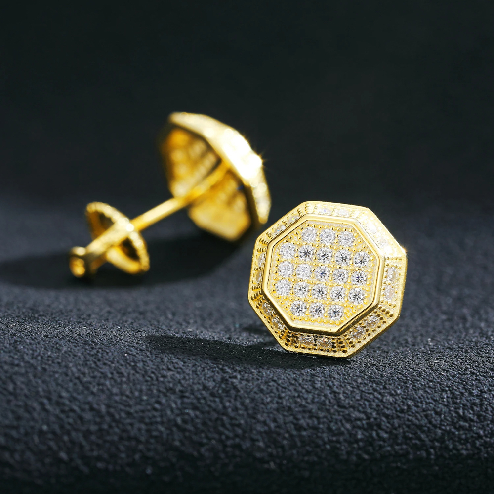 The Zavian Studs™ – Octagon Moissanite Stud Earrings in 925 Sterling Silver or Gold Finish | D Color VVS1 with GRA Certification