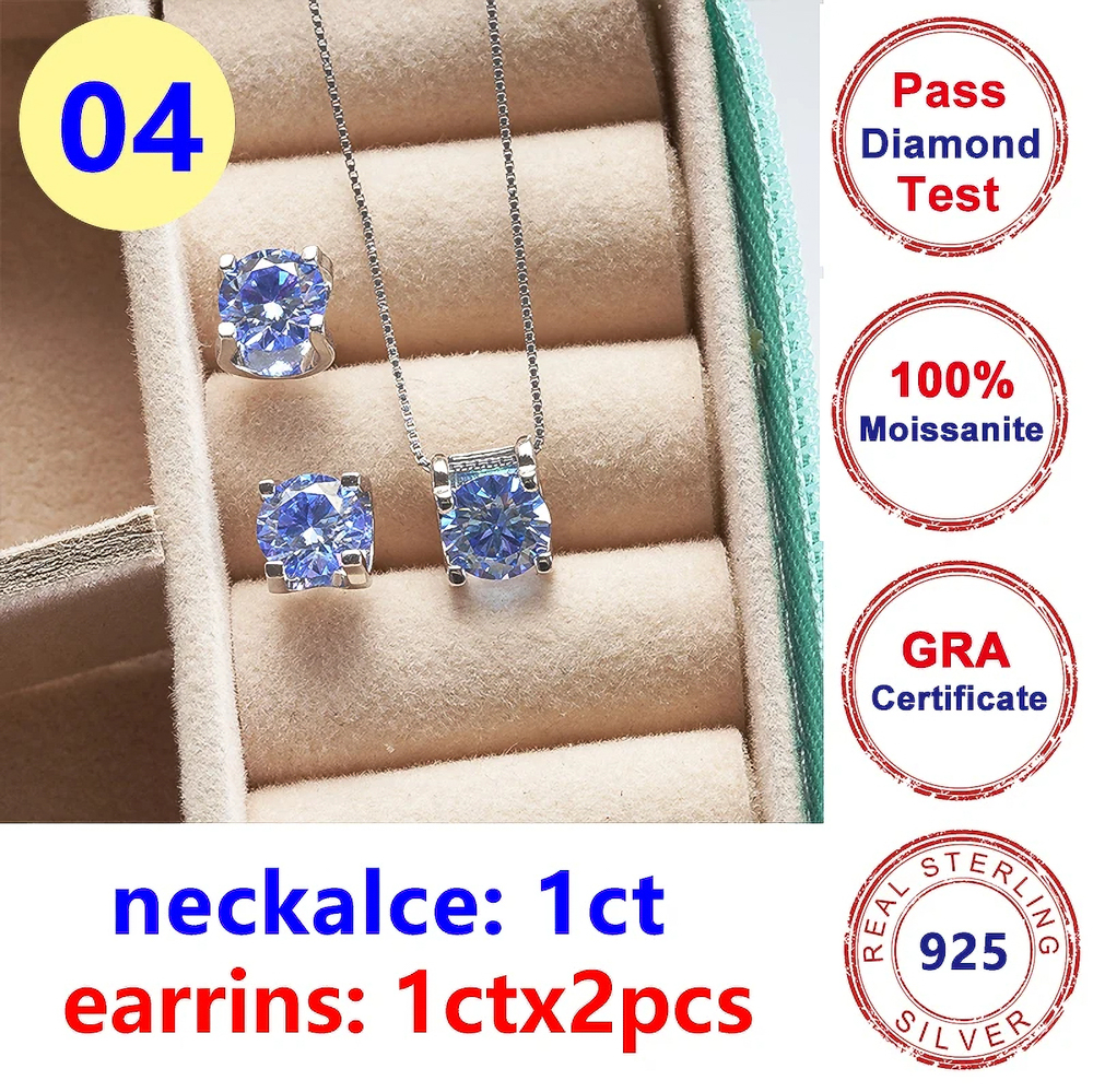 The Lysandre Set™ – Colored Moissanite Necklace & Earring Set in 925 Sterling Silver | GRA Certified | Diamond Tester Approved