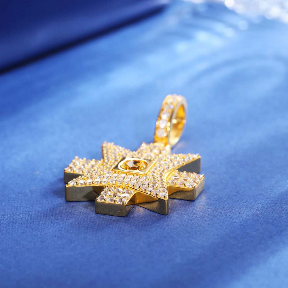 The Cassiel Cross™ – Moissanite Maltese Cross Pendant Necklace in 925 Sterling Silver with Yellow Moissanite Center Stone & GRA Certification
