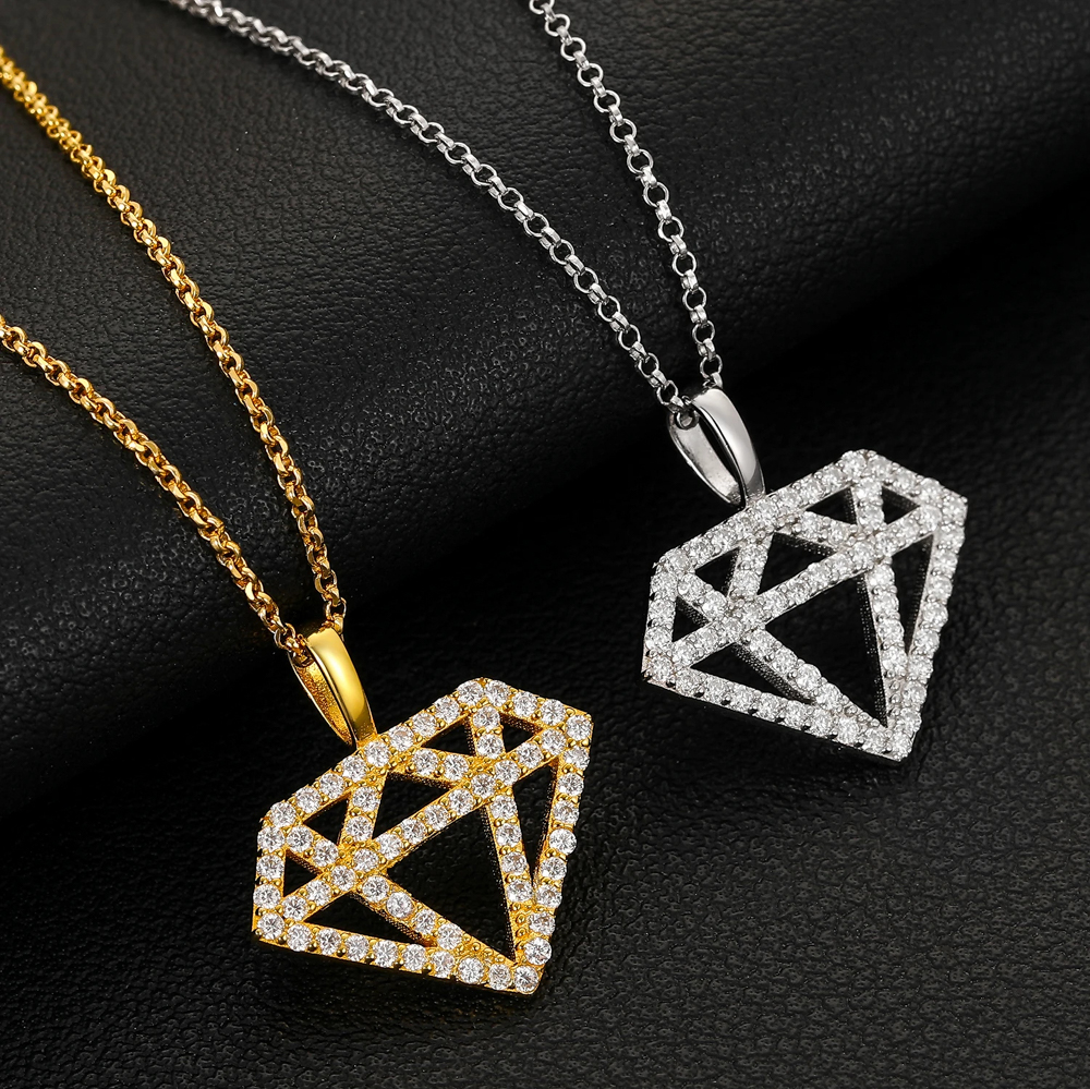 The Alaric Blaze™ – Moissanite Diamond Silhouette Pendant Necklace in 925 Sterling Silver or Gold Finish | GRA Certified Luxury Jewelry