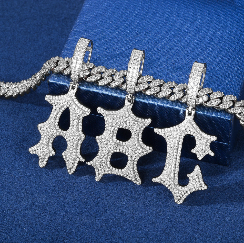 The Valerius Pendant™ – Custom Moissanite A-Z Initial Necklace in 925 Sterling Silver or Gold Finish, GRA Certified Hip Hop Jewelry