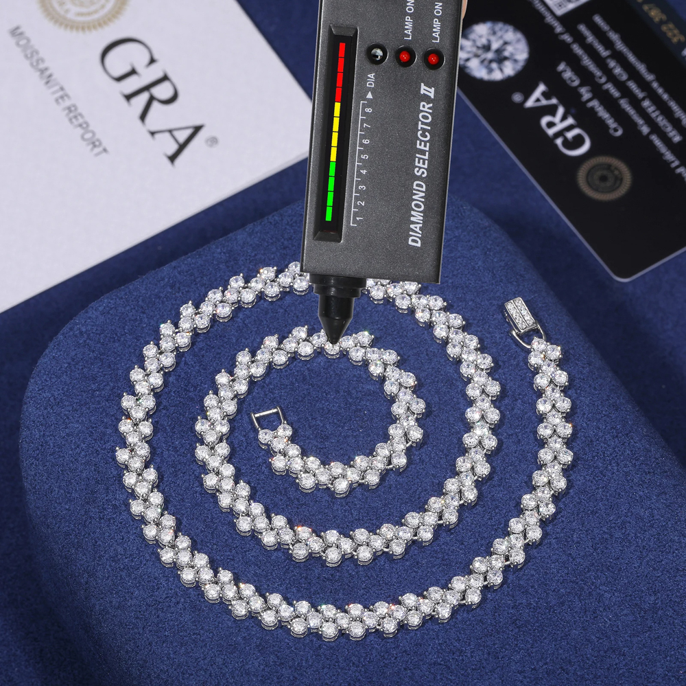 The Seraphina Frost™ – Full Moissanite Tennis Choker Necklace for Women in 925 Sterling Silver | Geometric Bling Jewelry for Weddings & Parties