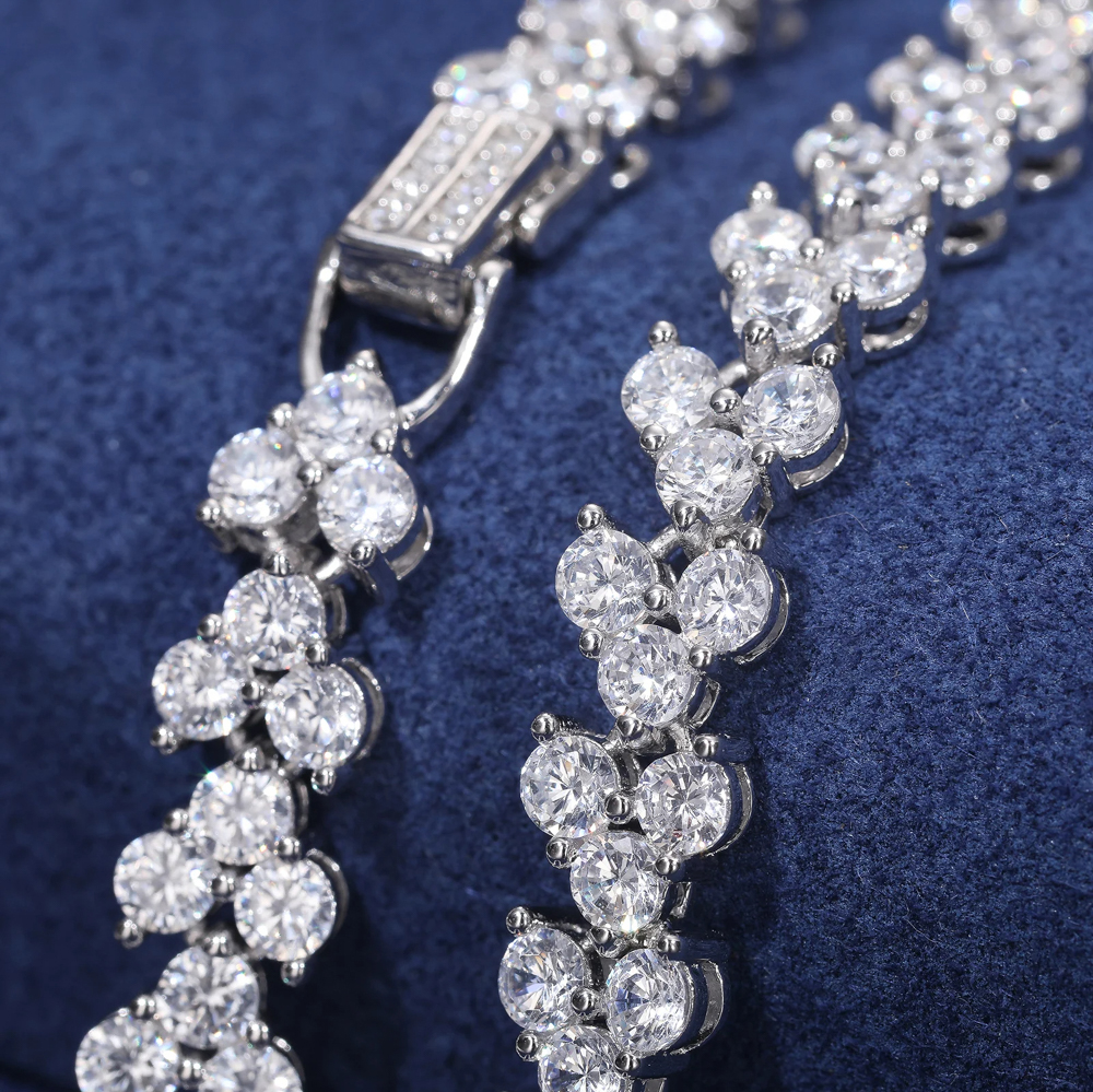 The Seraphina Frost™ – Full Moissanite Tennis Choker Necklace for Women in 925 Sterling Silver | Geometric Bling Jewelry for Weddings & Parties