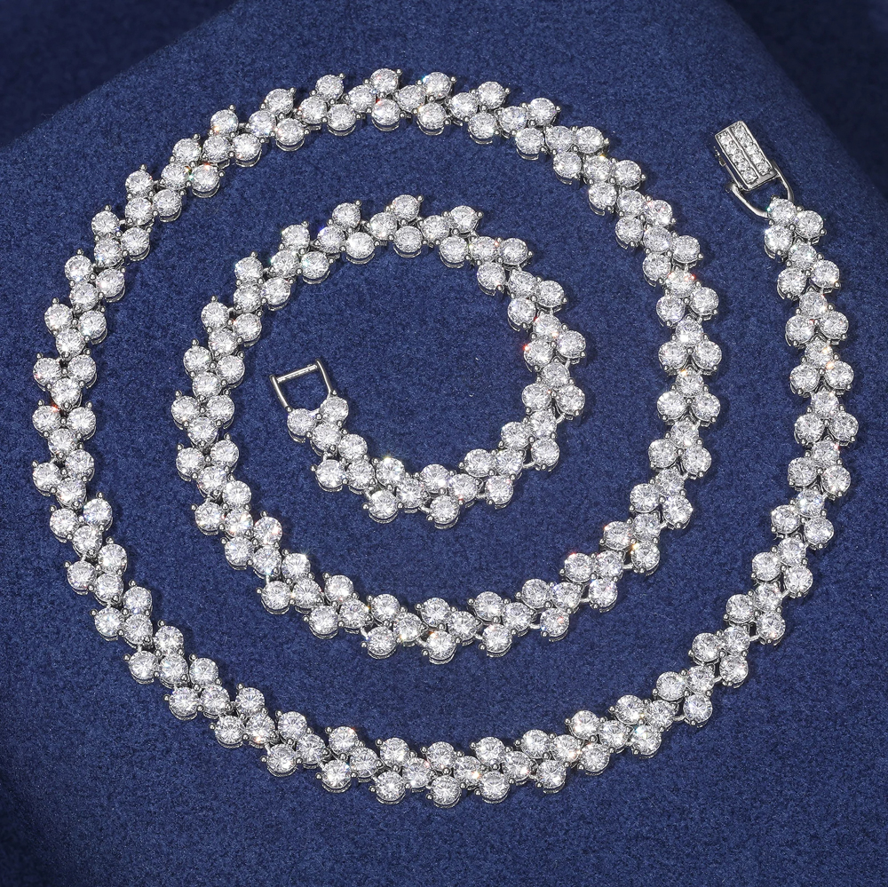 The Seraphina Frost™ – Full Moissanite Tennis Choker Necklace for Women in 925 Sterling Silver | Geometric Bling Jewelry for Weddings & Parties