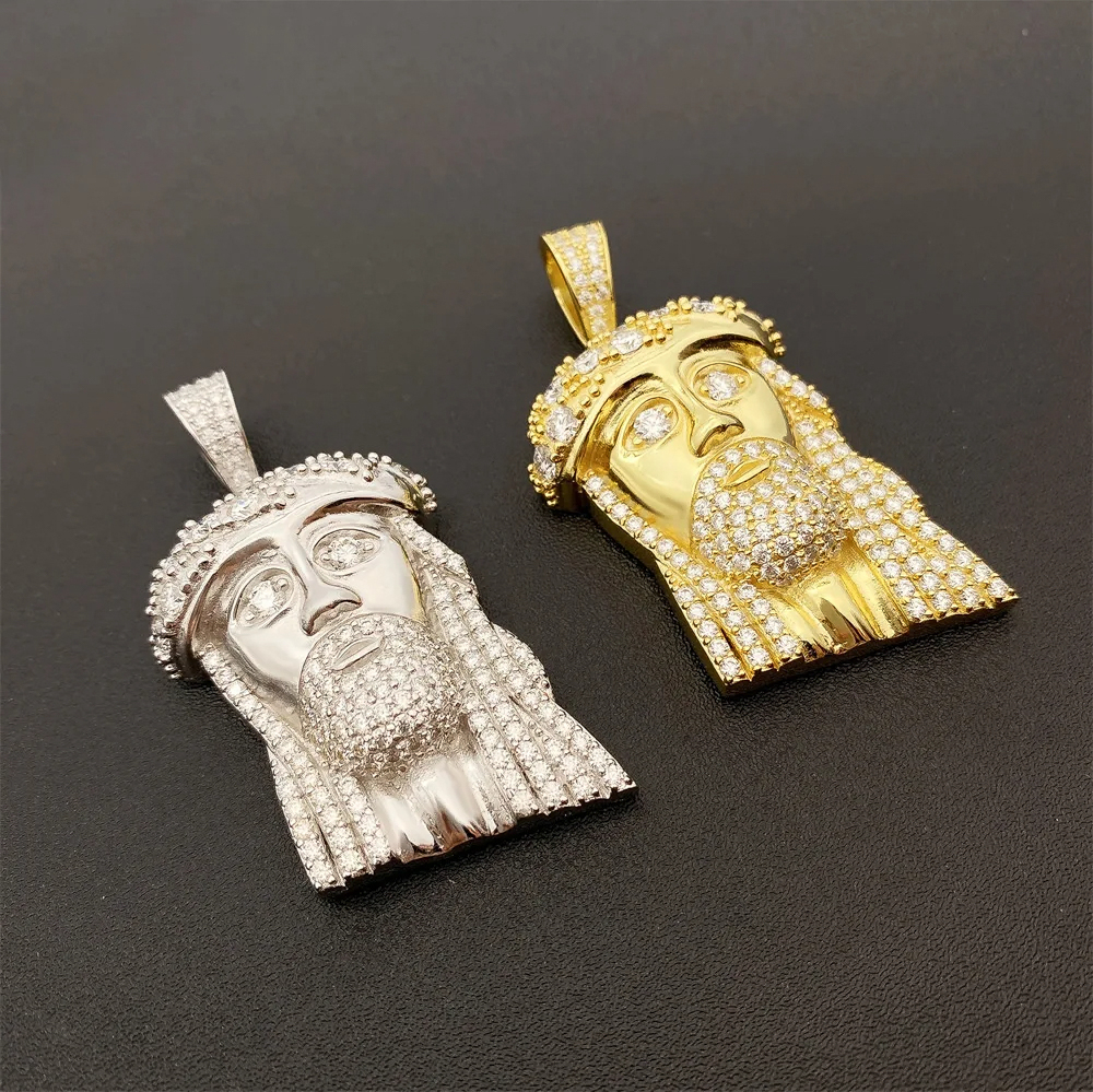Malachi - Iced Moissanite Jesus Face Pendant | 925 Silver & Gold Finish