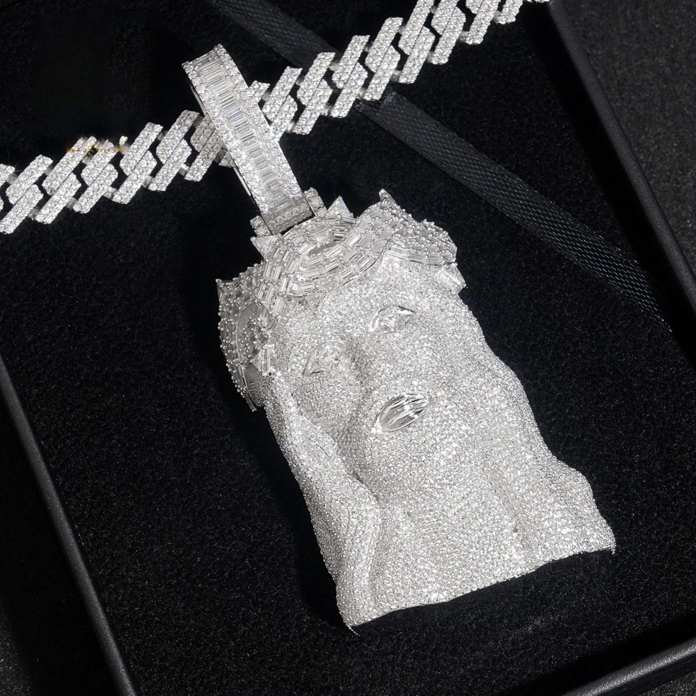 Veridion Iced Moissanite Jesus Pendant | White Gold, Yellow Gold, Rose Gold Plated | GRA Certified | 925 Silver