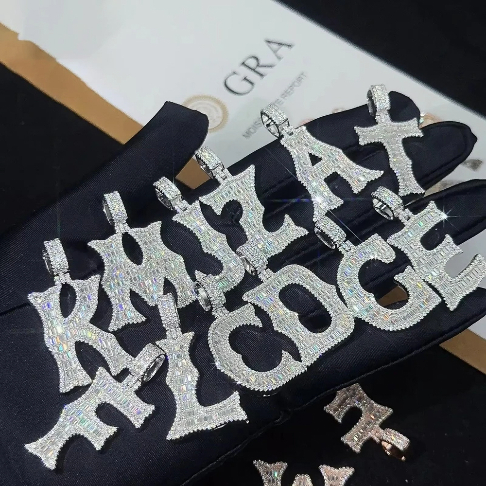 Custom Zavian Legacy Moissanite Letter Pendant – A-Z Initials in 925 Sterling Silver with White, Yellow, or Rose Gold Plating