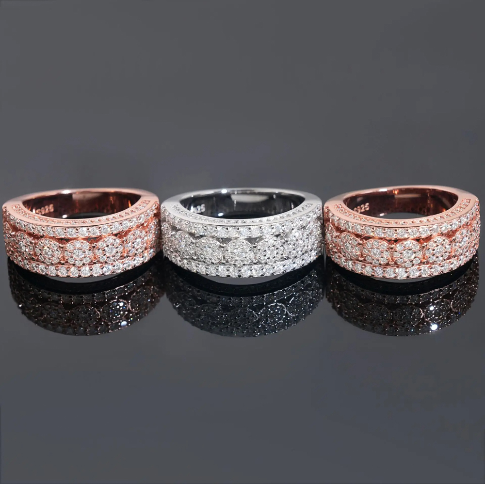 Valerio - Full Moissanite Diamond Ring | Solid 925 Silver | Rose Gold, Yellow Gold, and White Gold Plated Jewelry