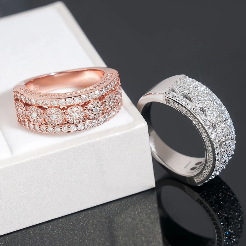 Valerio - Full Moissanite Diamond Ring | Solid 925 Silver | Rose Gold, Yellow Gold, and White Gold Plated Jewelry