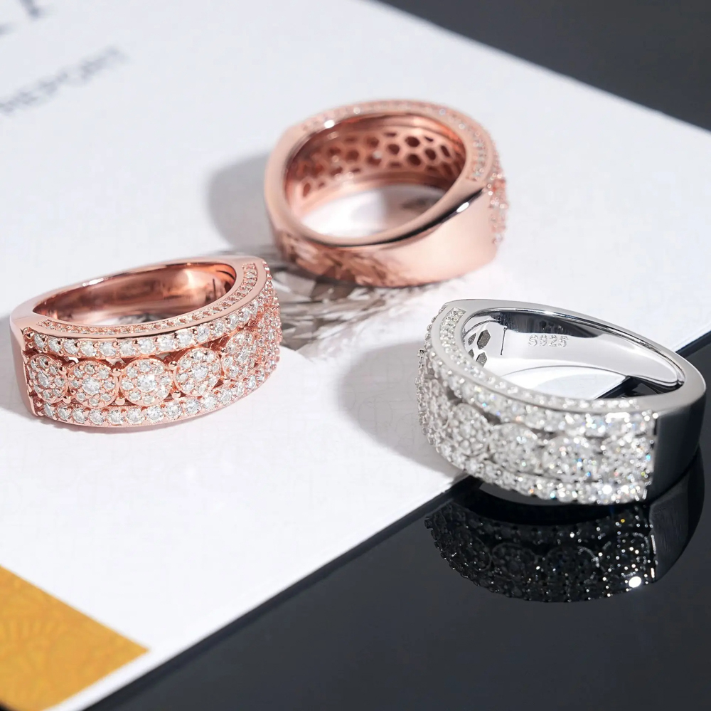 Valerio - Full Moissanite Diamond Ring | Solid 925 Silver | Rose Gold, Yellow Gold, and White Gold Plated Jewelry
