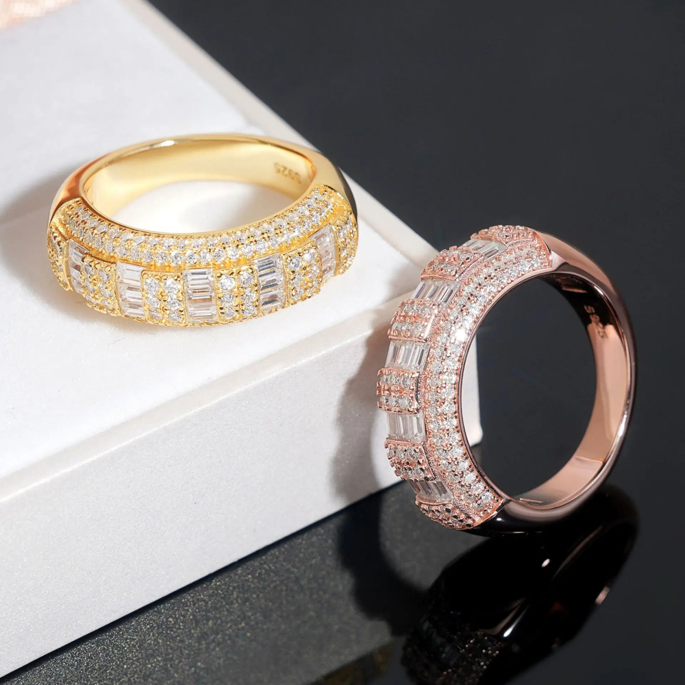 Alessio Moissanite Cluster Dome Ring | 925 Sterling Silver | Rose Gold, Yellow Gold, and White Gold Plated Luxury Jewelry