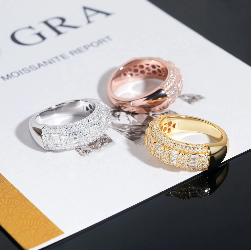Alessio Moissanite Cluster Dome Ring | 925 Sterling Silver | Rose Gold, Yellow Gold, and White Gold Plated Luxury Jewelry
