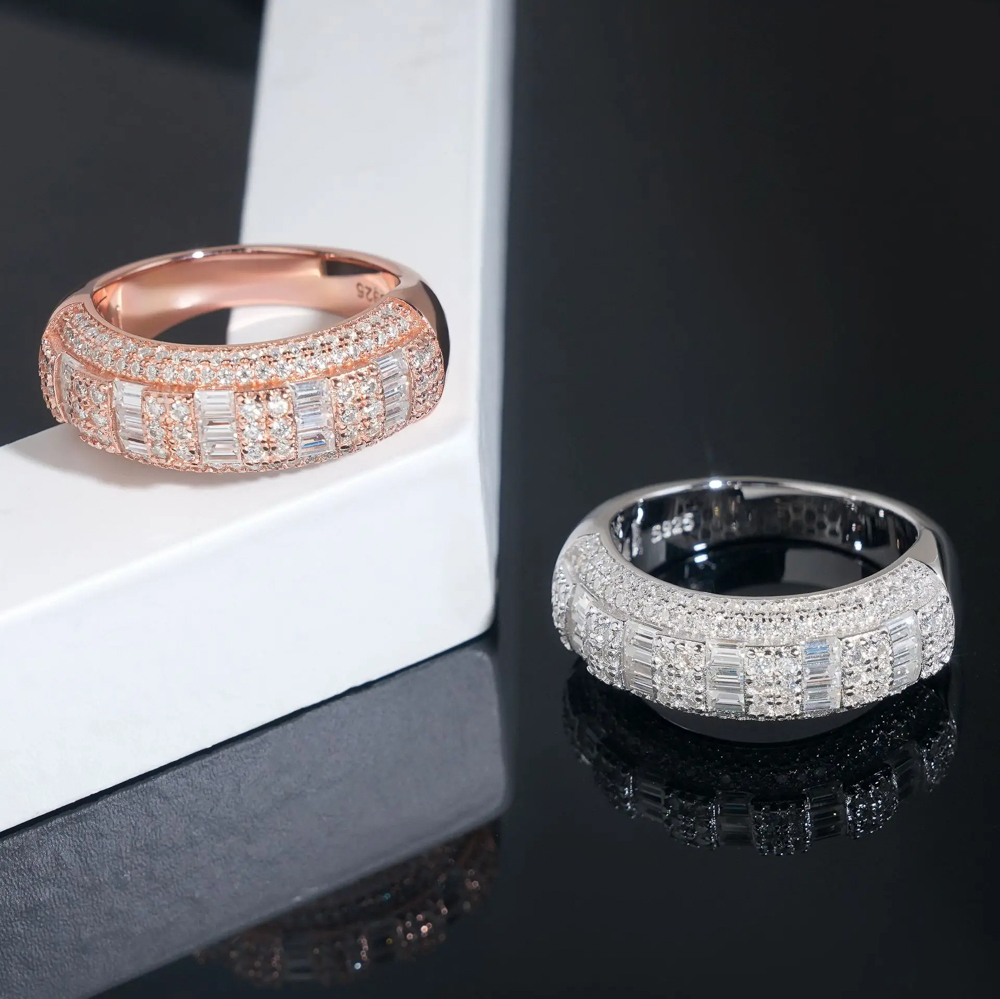 Alessio Moissanite Cluster Dome Ring | 925 Sterling Silver | Rose Gold, Yellow Gold, and White Gold Plated Luxury Jewelry