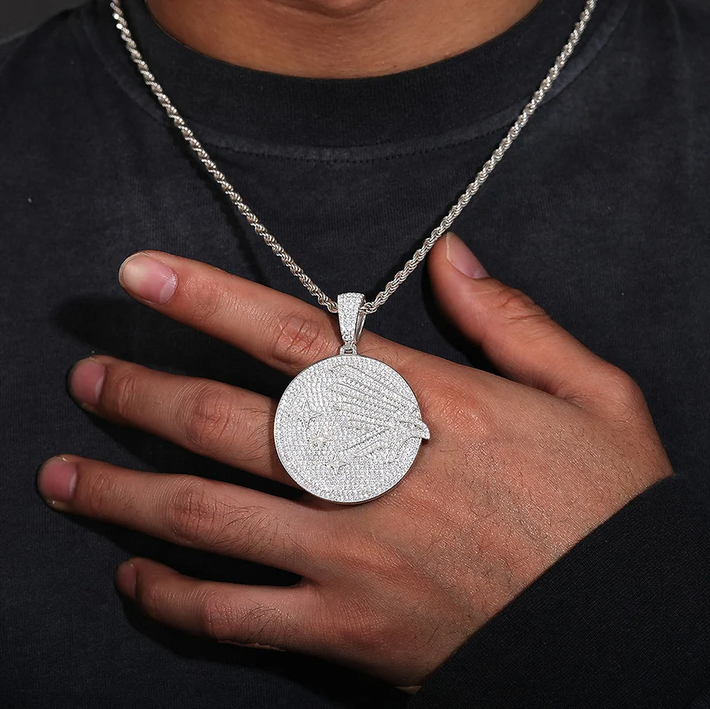 Amarisse Moissanite Round Script Letter Pendant (SMALL)– Fully Iced 925 Sterling Silver | Yellow Gold or White Gold Finish | Luxury Custom Jewelry