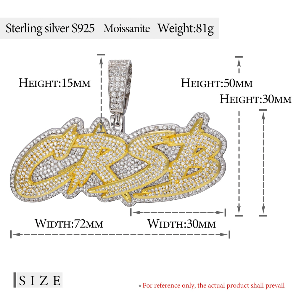 Oryndel Custom Two-Tone Moissanite Name Pendant – Fully Iced 925 Sterling Silver Necklace | Luxury Hip Hop Jewelry