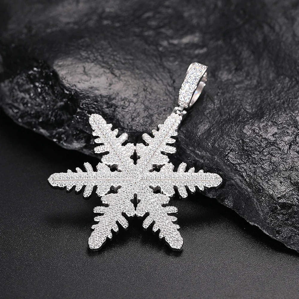 Eiraelis Moissanite Snowflake Pendant – Fully Iced 925 Sterling Silver Necklace | Luxury Unisex Hip Hop Jewelry