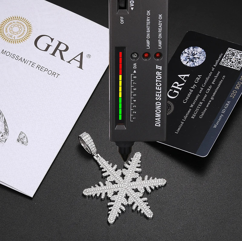 Eiraelis Moissanite Snowflake Pendant – Fully Iced 925 Sterling Silver Necklace | Luxury Unisex Hip Hop Jewelry