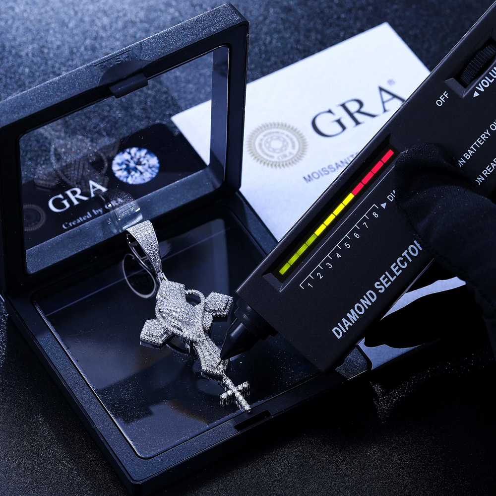 Aelric Iced Out Praying Hands Cross Pendant – GRA Certified Moissanite 925 Sterling Silver Necklace | High-End Luxury Jewelry