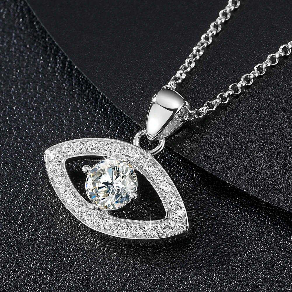 Alina S925 Moissanite "Evil Eye" Pendant Necklace | Luxury Protection Amulet Jewelry
