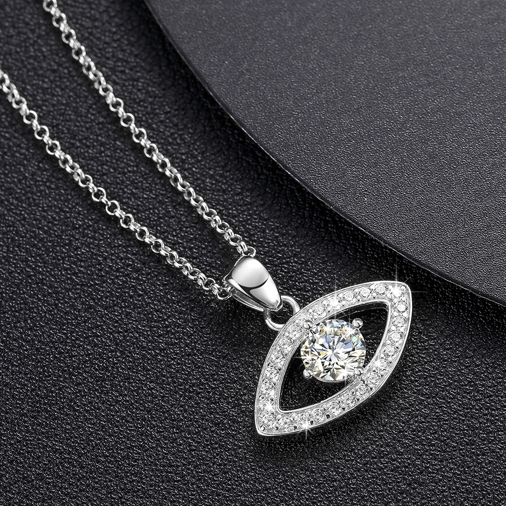 Alina S925 Moissanite "Evil Eye" Pendant Necklace | Luxury Protection Amulet Jewelry