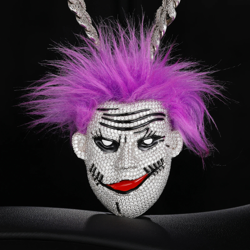 Zarvox Moissanite Evil Smile Clown Pendant – Iced Out Custom Necklace in 925 Sterling Silver or Gold Finish | Hip-Hop Luxury Jewelry