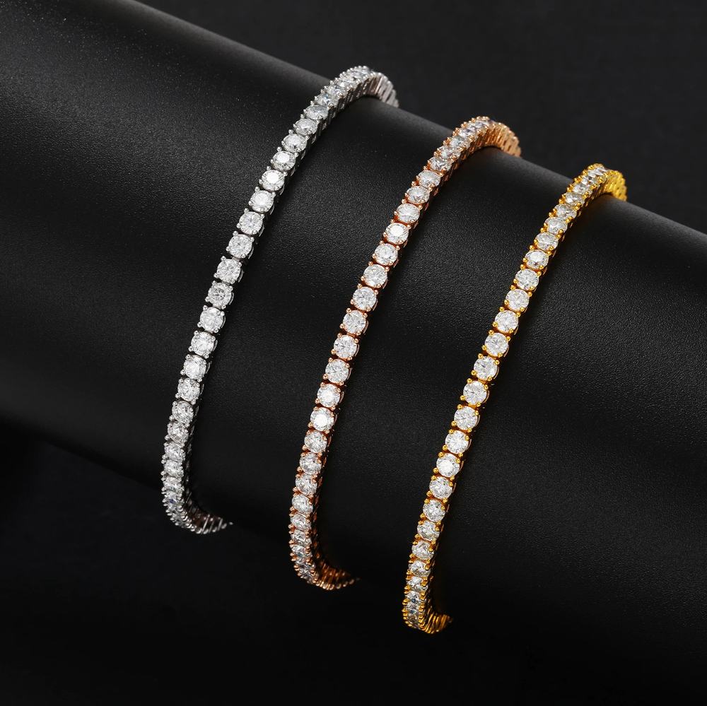 Cassario VVS Moissanite Tennis Bracelet – 925 Sterling Silver | White, Yellow, Rose Gold Plated Luxury Jewelry