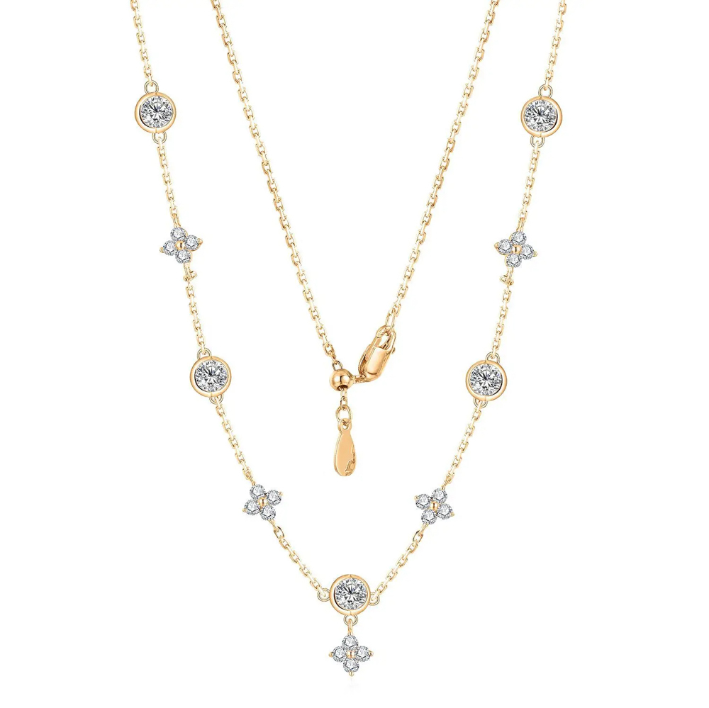 The Cassian Chain™ – D Color Moissanite Tennis Necklace in 925 Sterling Silver with White or Yellow Gold Finish (Diamond Tester Approved)