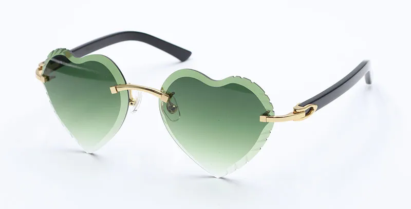 Heart-Shaped Carti All Black Buffs 2 ( Diamond-Cut/ Green Tint)