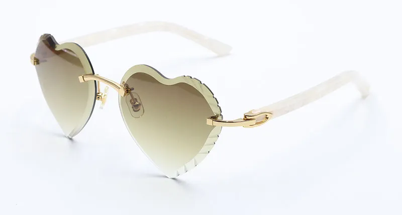 Heart-Shaped Carti All White Buffs ( Diamond-Cut/ Brown Tint)