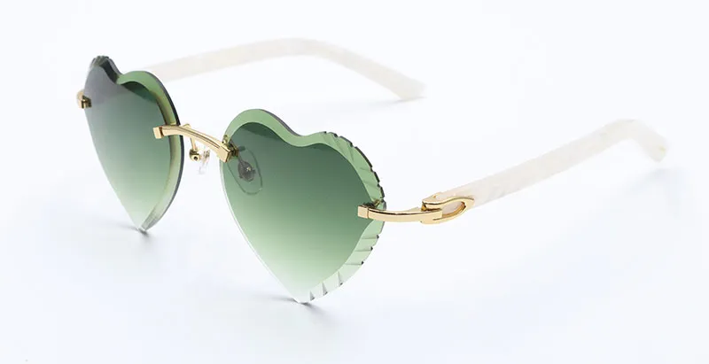 Heart-Shaped Carti All White Buffs ( Diamond-Cut/ Green Tint)