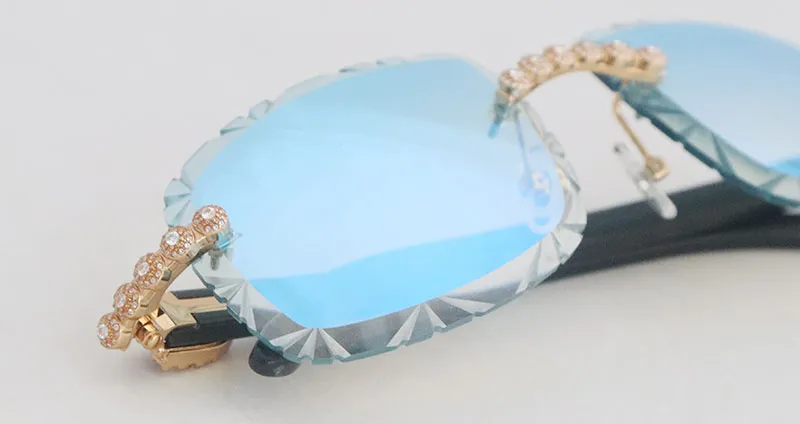 All Black Carti Buffs with Flower White Moissanite Diamonds (Diamond Cut/ Blue Tint)