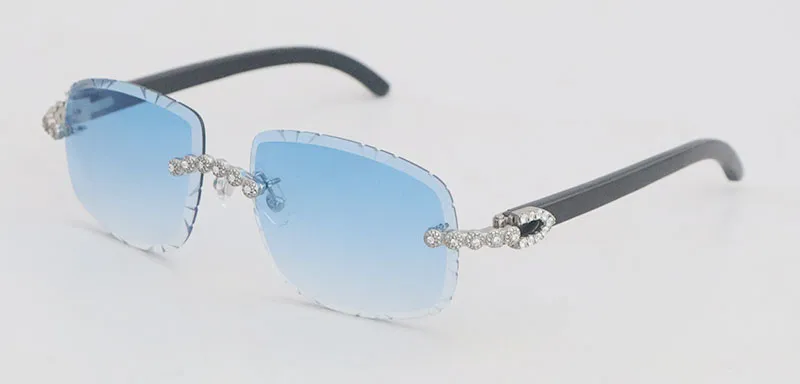 All Black Carti Buffs with Flower White Moissanite Diamonds (Diamond Cut/ Blue Tint)