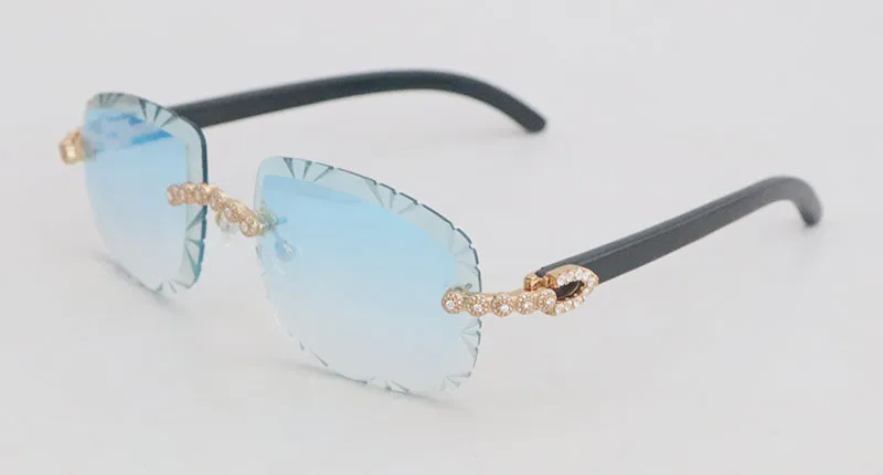 All Black Carti Buffs with Flower White Moissanite Diamonds (Diamond Cut/ Blue Tint)