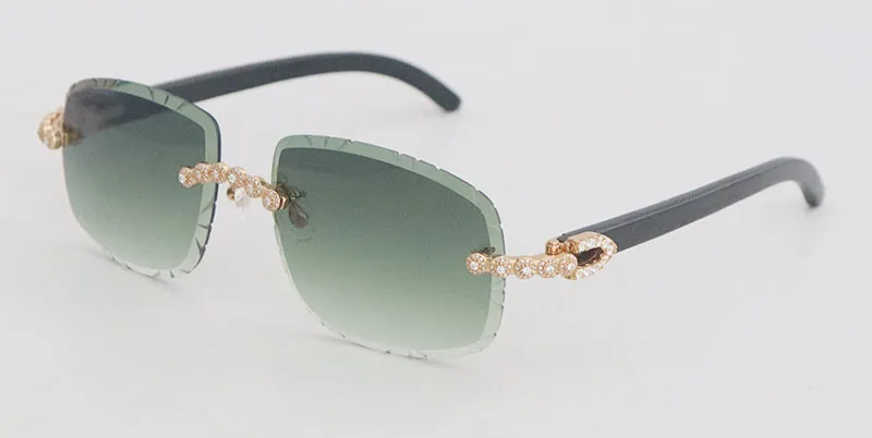 All Black Carti Buffs with Flower White Moissanite Diamonds (Diamond Cut/Green Tint)