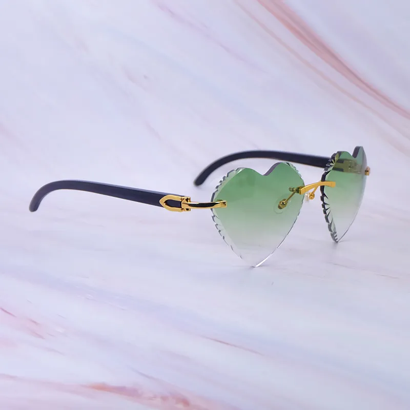Heart-Shaped Carti All Black Buffs ( Diamond-Cut/ Green Tint)