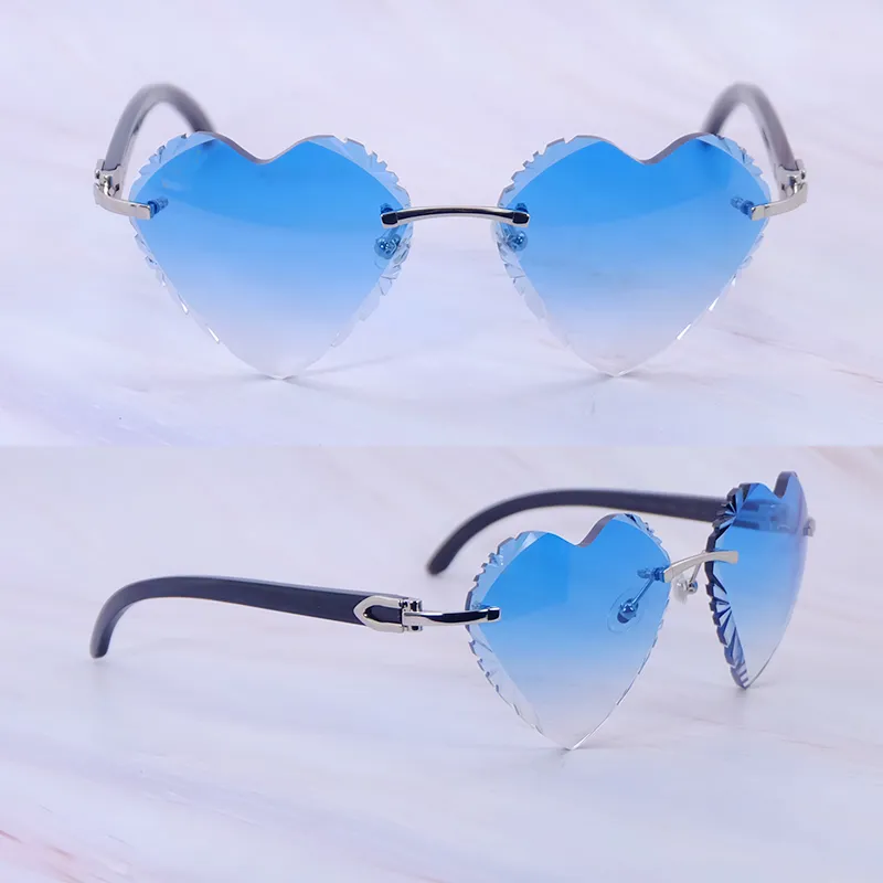 Heart-Shaped Carti All Black Buffs ( Diamond-Cut/ Blue Tint)