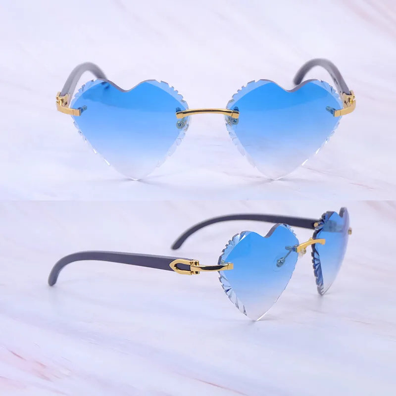 Heart-Shaped Carti All Black Buffs ( Diamond-Cut/ Blue Tint)