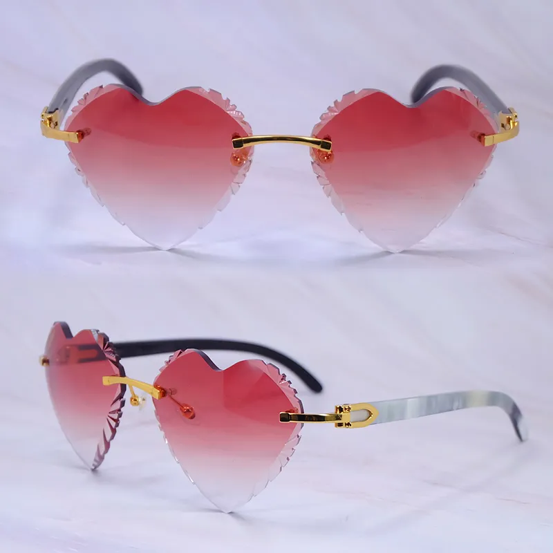 Heart-Shaped Carti White and Black Marble Buffs ( Diamond-Cut/ Red Tint)