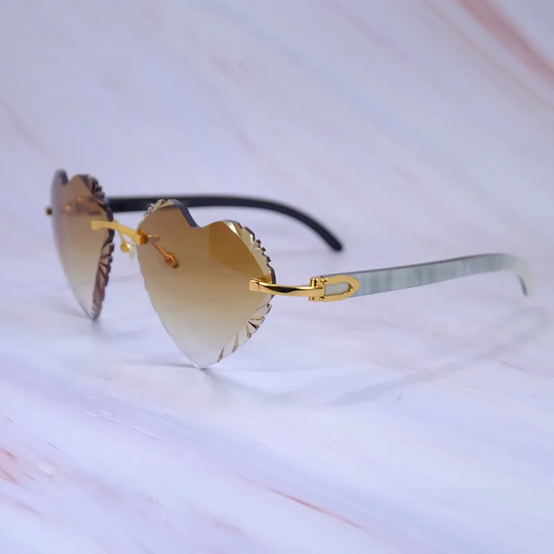 Heart-Shaped Carti White and Black Marble Buffs ( Diamond-Cut/ Brown Tint)