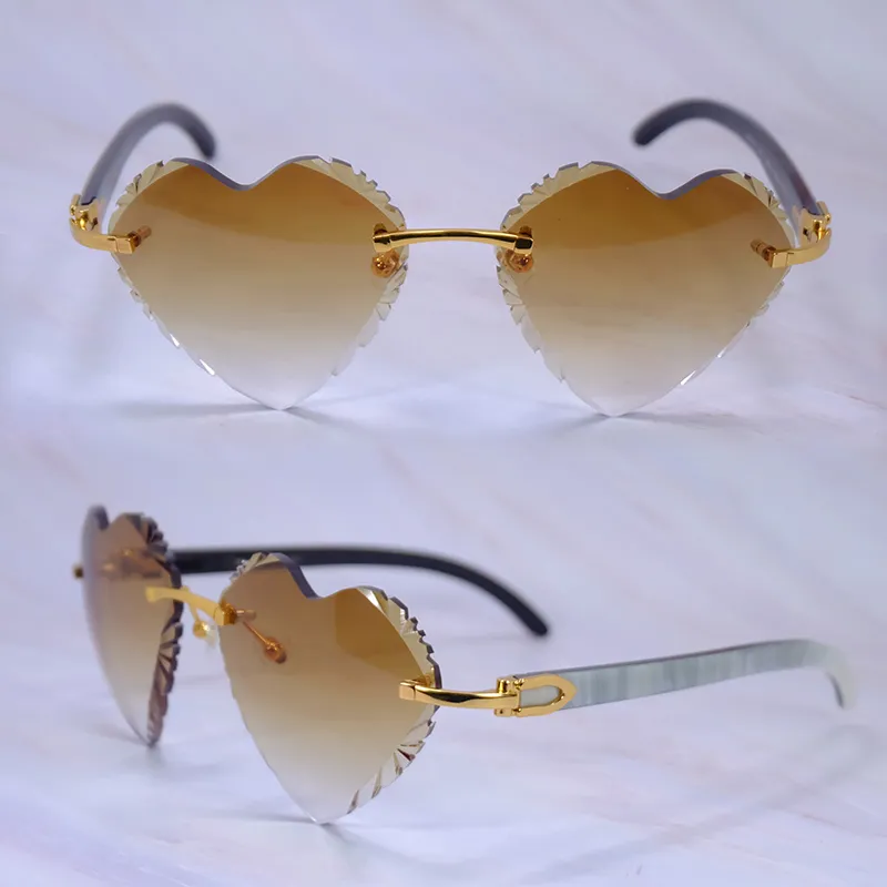 Heart-Shaped Carti White and Black Marble Buffs ( Diamond-Cut/ Brown Tint)