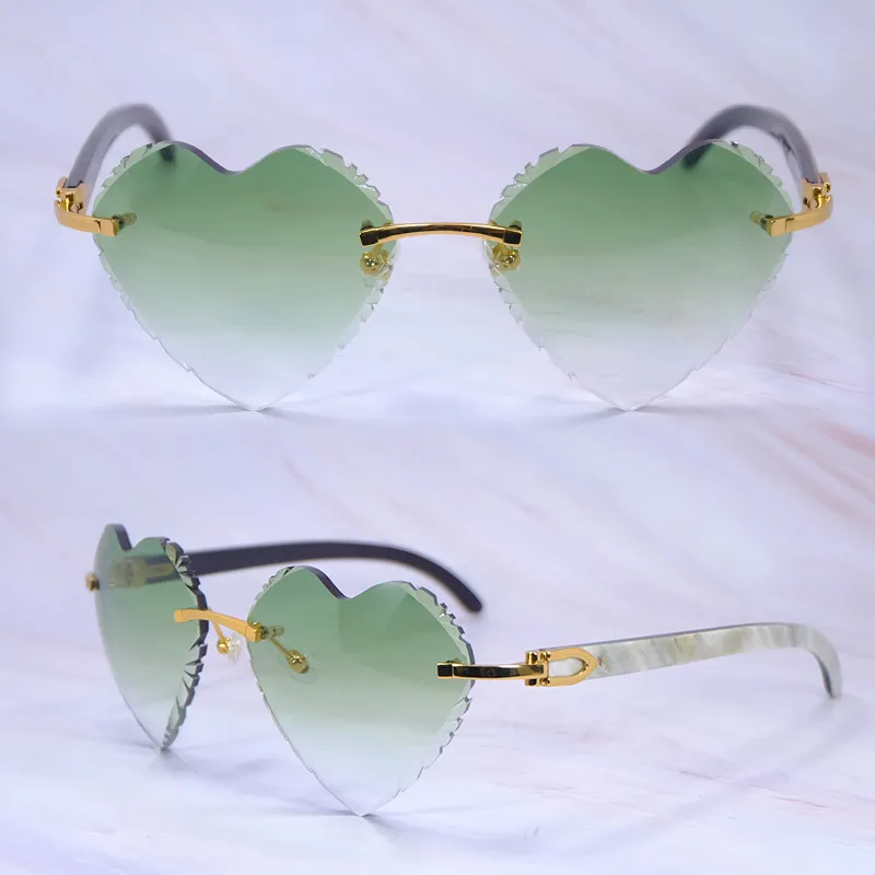 Heart-Shaped Carti White and Black Marble Buffs ( Diamond-Cut/ Green Tint)
