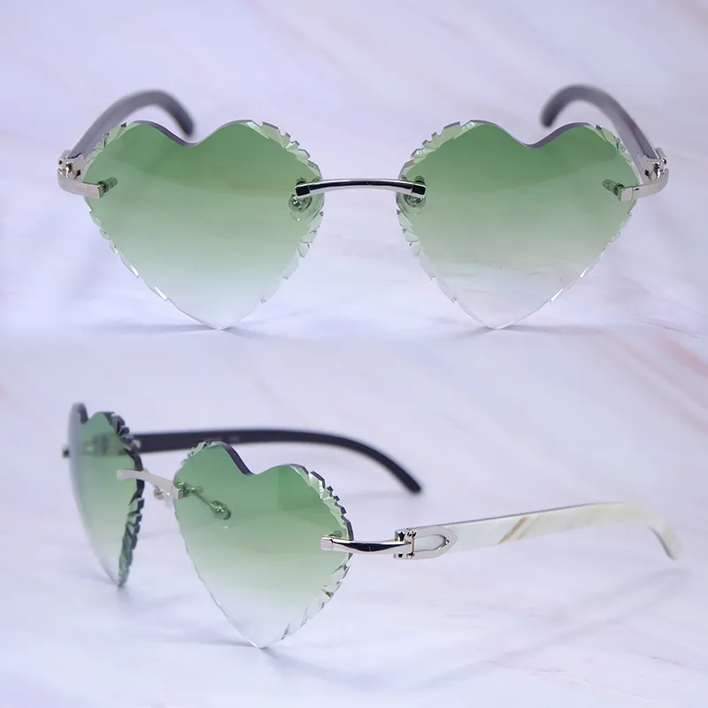 Heart-Shaped Carti White and Black Marble Buffs ( Diamond-Cut/ Green Tint)