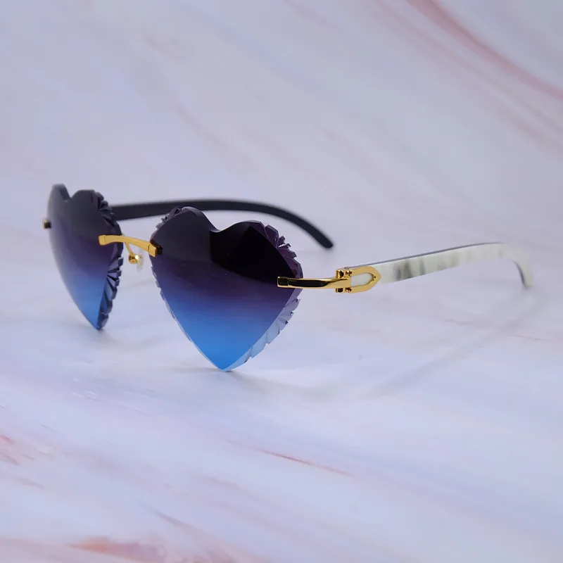 Heart-Shaped Carti White and Black Marble Buffs ( Diamond-Cut/ Dark Blue Tint)