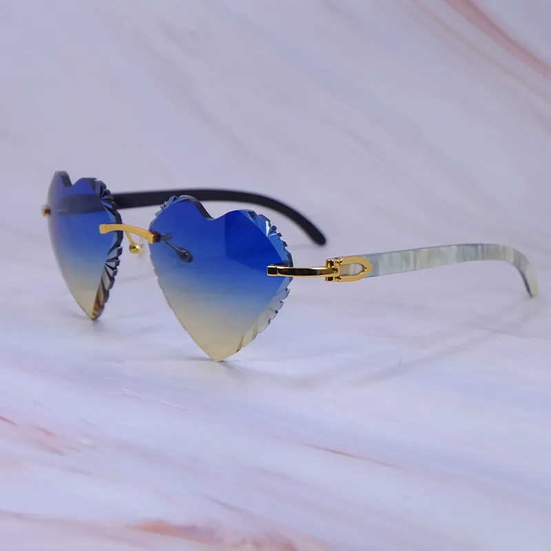 Heart-Shaped Carti White and Black Marble Buffs ( Diamond-Cut/ Blue and Tan Tint)