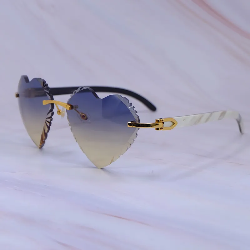 Heart-Shaped Carti White and Black Marble Buffs ( Diamond-Cut/ Dark Blue and Tan Tint)