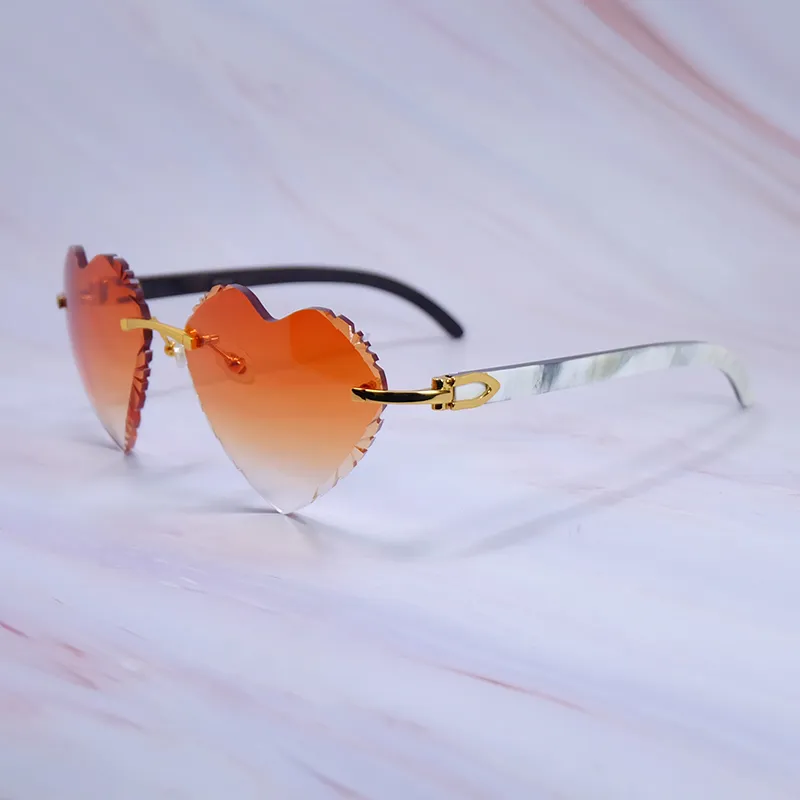 Heart-Shaped Carti White and Black Marble Buffs ( Diamond-Cut/ Orange Tint)