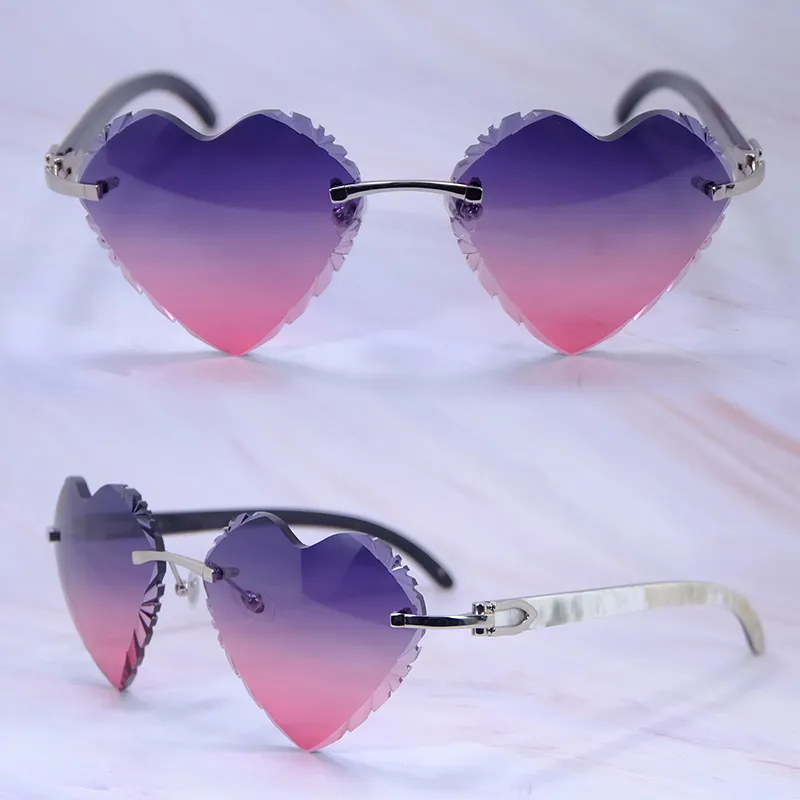 Heart-Shaped Carti White and Black Buff ( Diamond-Cut/ Purple and Pink Tint)